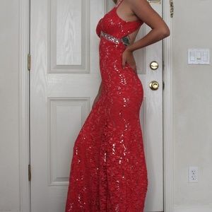 Salmon Sequined Mermaid Prom Dress